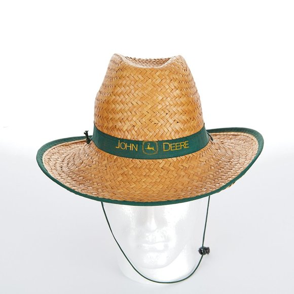 John Deere Accessories John Deere Straw Hat Cap Green Grosgrain